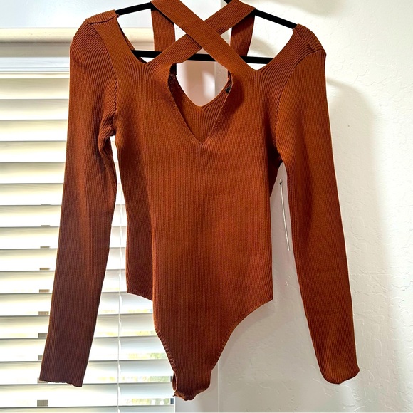 Almost Famous Tops - Fitted Sweater Bodysuit from Almost Famous